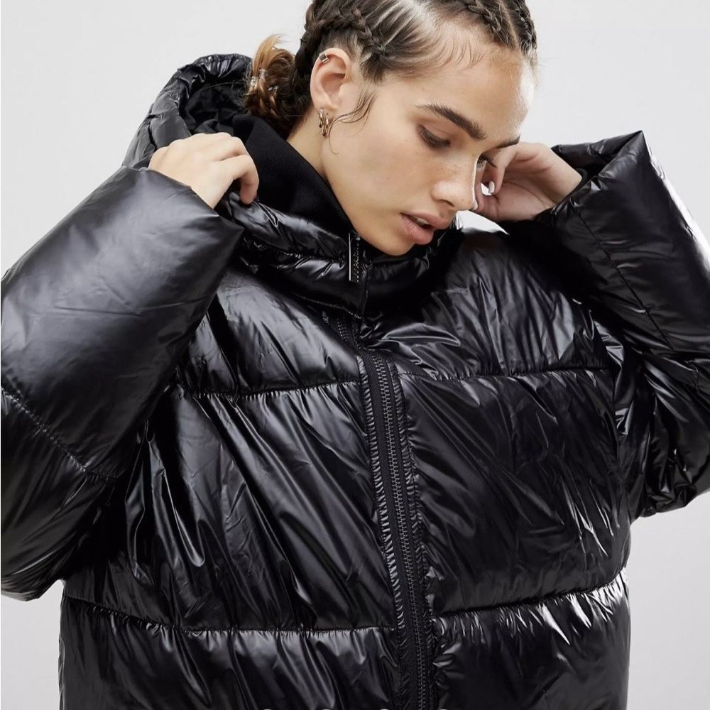 Ivy Park Beyoncé Woman’s Black Vinyl Puffer Jacket